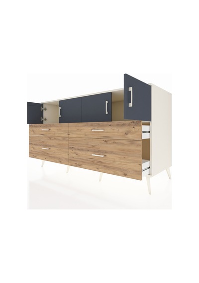 Kronos Konsol 2 Raflı 4 Çekmeceli 4 Kapaklı 176x59x99 Aytaşı-antr Aytaşı-antrasit/çam