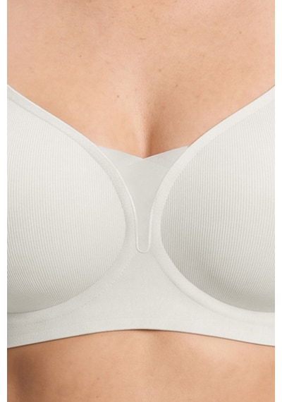 Cottonill Seamless Bra - Nuvia Krem Lazer Kesim Klipsli Önden Açılabilir Rib Dokulu Dikişsiz Emzirme Sütyeni