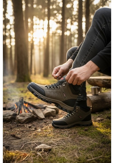 Enoch Erkek Siyah Waterproof Kürklü Outdoor Trekking Ve Kışlık Bot Kum