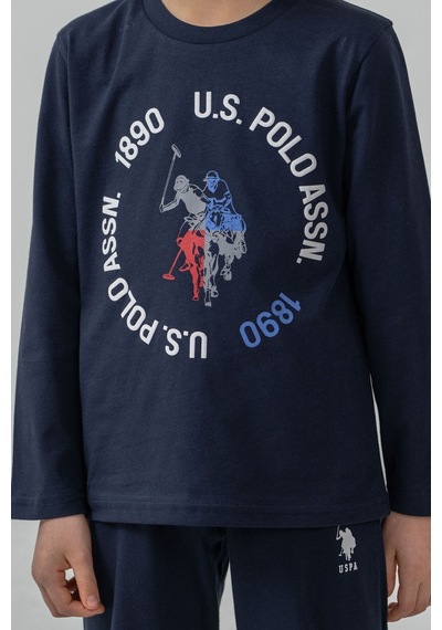 U.S. Polo Assn. Erkek Çocuk Pijama Takımı Baskılı Lacivert Uzun Kol Pijama Takımı Us2638-c-v1 Us2638-c-v1