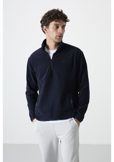 Tommy Life Lacivert Yarım Fermuarlı Sweatshirt Slim Fit Dik Yaka Erkek Polar - 87891 Lacivert