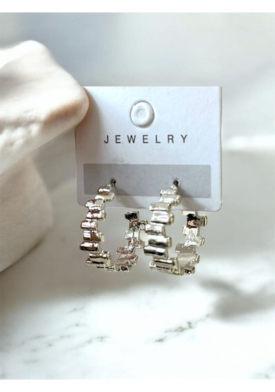 Girift Vintage Muse Halka Metal Küpe Gri