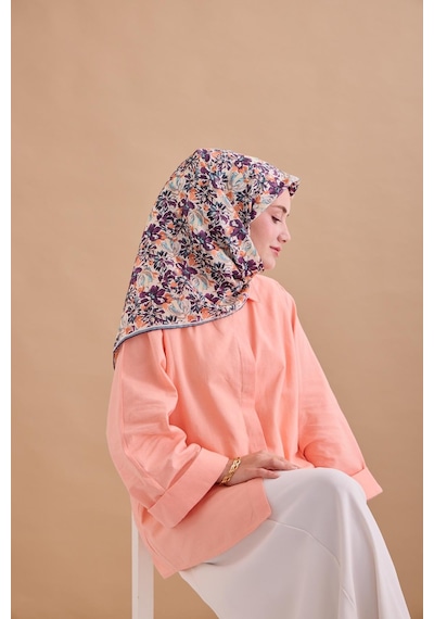 Silk Home Twill İpek Eşarp 11477-05 Ekru, Koyu Mor, Petrol Yeşili, Vizon