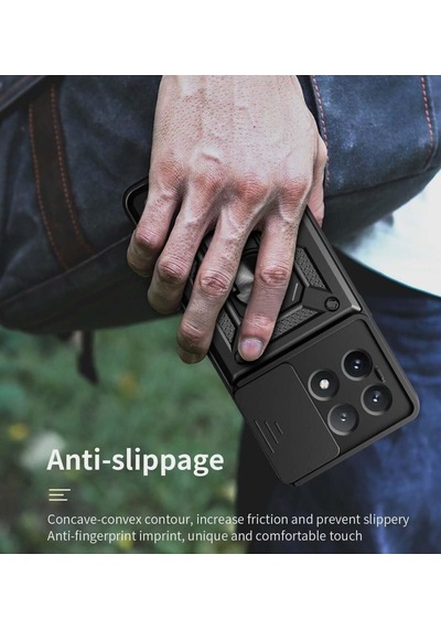 Tr Constraın Xiaomi Poco X6 Pro İle Uyumlu Kaze Tora Kamera Korumalı Sürgülü Yüzüklü Armor Military Tank Kızakl