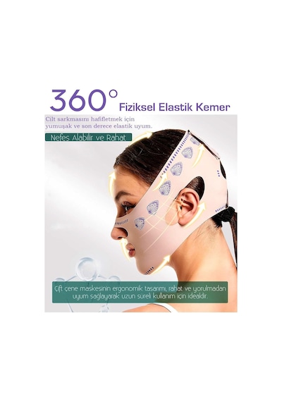 Lexroo Yüz Şekillendirici Maske, V Çene Sıkılaştırıcı Band, Yüz Ve Boyun İncelten Maske, Ten Rengi