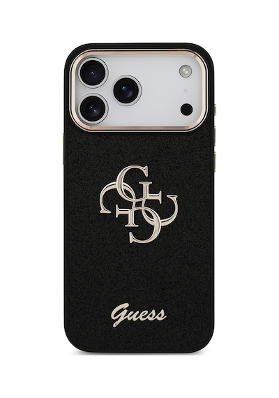 Apple Uyumlu iPhone 17 Pro Max Kılıf Guess Lisanslı 4g Büyük Metal Logolu Glitter Kapak Siyah Siyah