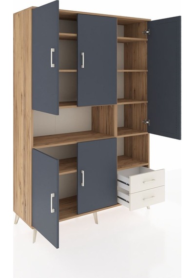 Hyperion Dolap 10 Raflı 2 Çekmeceli 5 Kapaklı 132x44x195 Çam-antrasit/aytaşı Antrasıt/aytası Hyperion Dolap 10 Raflı 2 Çekmeceli 5 Kapaklı 132x44x195 Çam-antrasit/aytaşı Antrasıt/aytası