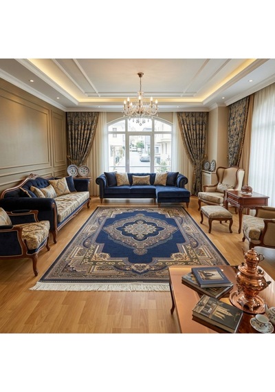 Semerkant 200 X 300 İpek Halı Lacivert