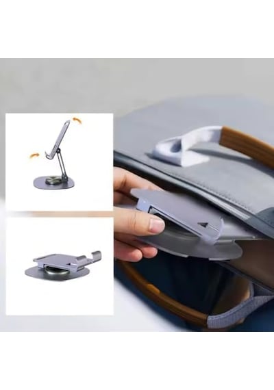 Masaüstü Alüminyum Telefon Tutucu, Katlanabilir Telefon Standı, Ergonomik Tasarım, Dayanıklı Sağlam Yapı, Evrensel Uyum Gri Renk