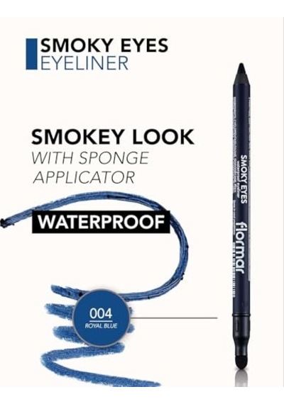 Smoky Eyes Mat Bitişli &amp Suya Dayanıklı Sünger Başlıklı Göz Kalemi 004 Royal Blue Genel