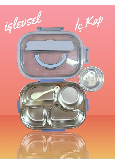 Relaxion Üç Bölmeli, Kapaklı, Paslanmaz Çelik, İthal, Turuncu Yemek Saklama Ve Taşıma Kabı/kutusu 1000 Ml. 465 Turuncu