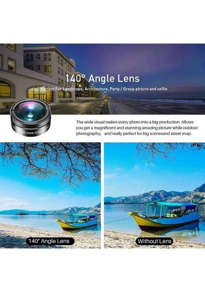Apexel 11'i 1 Arada Cep Telefonu iPhone Uyumlu & Android İçin Akıllı Telefon Lens Kiti Siyah