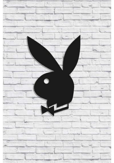 Dekoratif Playboy Tavşan Figürü 30 Cm Ahşap Tablo Dekor
