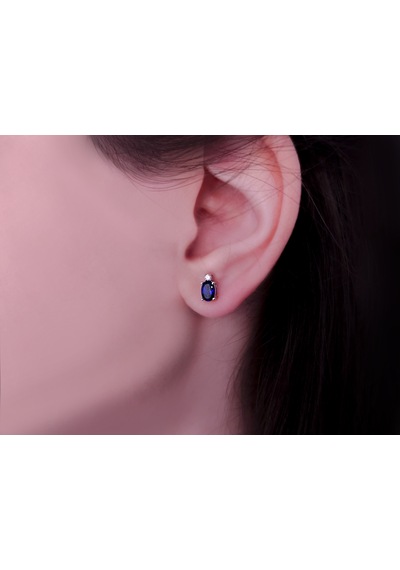 Pırlanta Ve Oval Safir Arya Küpe 0817e0065 Beyaz