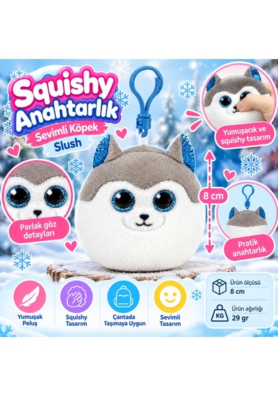 Ty Squishy Beanies Peluş Köpek Anahtarlık Slush Nhr