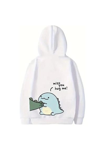 Freedom Storee Sevgililer Günü Baskılı Oversize Kapüşonlu Sweatshirt Hoodie - Beyaz Çok Renkli