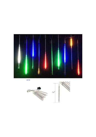 Yılbaşı Led Işık Rgb - Renkli Meteor Led 10 Adet Set 50cm Ip65 Dış Mekan RGB