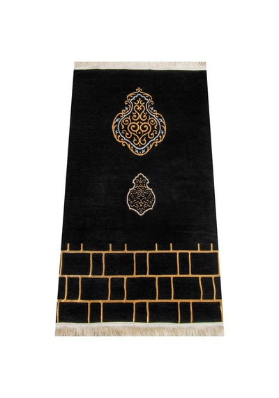 Kabe Desenli Ultra Plus Siyah Şönil Seccade 3