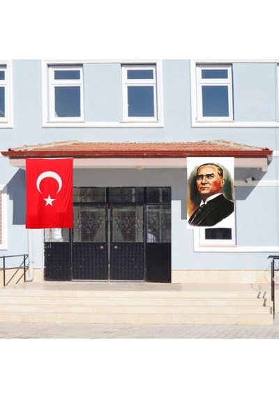 Atatürk Posteri ve Türk Bayrağı Raşel Kumaş 100x150 cm -6