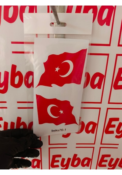 Dalgalı 2 Li Bayrak 10x8 Cm Baskes 1 Adet Renkli Baskı Sticker,bisiklet, Karavan,otomobil,motosiklet