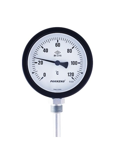 Pakkens Termometre 0-120 Derecec Çap 100 MM Daldırma Boyu 10 CM Alttan