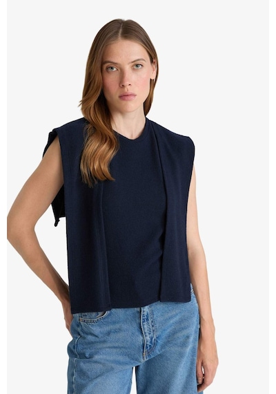 Defacto Slim Fit Dar Kesim Bisiklet Yaka Bağlama Detaylı Kolsuz Bluz G1736ax25wnnv31 Lacivert