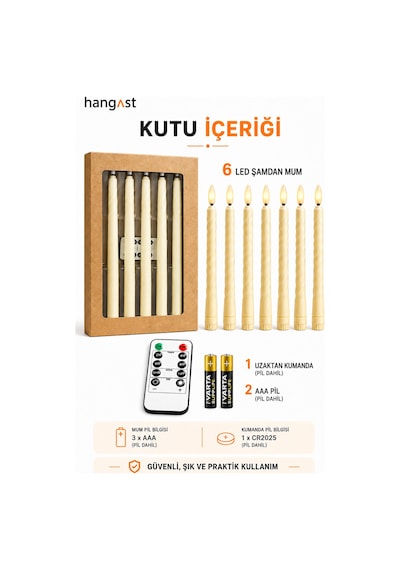 6'lı Led Şamdan Mum Seti Uzaktan Kumandalı Timer Özellikli Gerçek Mum Görünümlü Sıcak Sarı Işıklı Pilli Dekoratif Mum Krem 6'lı Led Şamdan Mum Seti Uzaktan Kumandalı Timer Özellikli Gerçek Mum Görünümlü Sıcak Sarı Işıklı Pilli Dekoratif Mum Krem