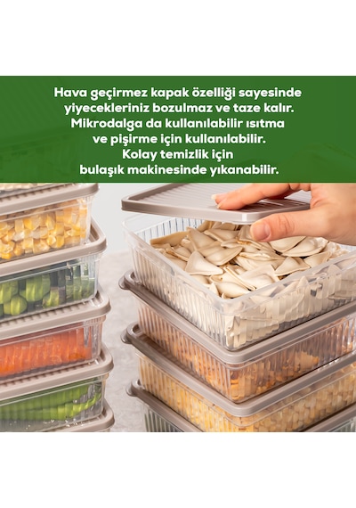 Porsima 5306 4 Lü Buzdolabı Ve Difriz Düzenleyici Saklama Kabı Seti - Bpa İçermez Kapicino, 1 Lt Cappuccino