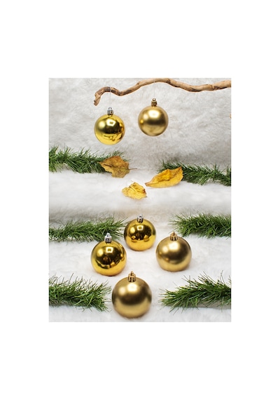 Waldern 6 Cm 6lı Gold Cici Top 3 Parlak-3 Metalize Yılbaşı Ağacı Süs Gold Diğer