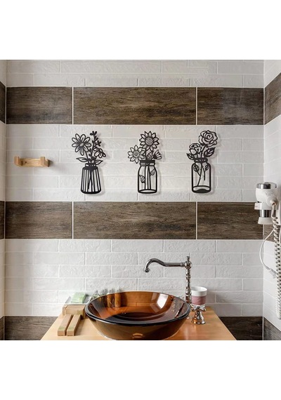 3pcs Metal Bitkiler Duvar Süs Modern Minimalist Sanat Duvar Asma Dekor Teras Balkonu Banyo Dekoru