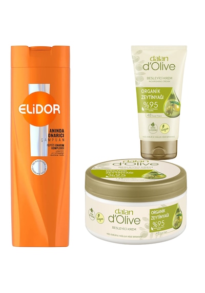 Elidor Dalan D'olive Besleyici El & Vücut Kremi Seti 250 Ml + 60 Ml + Elidor Şampuan 400ml Onarıcı Kuru - Yıpranmış Elidor Dalan D'olive Besleyici El & Vücut Kremi Seti 250 Ml + 60 Ml + Elidor Şampuan 400ml Onarıcı Kuru - Yıpranmış