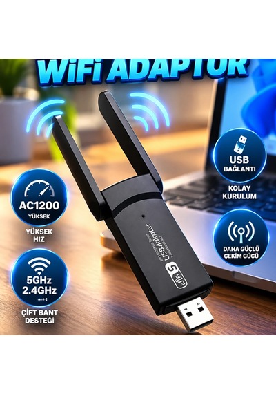 Ac1200 Usb Wifi Adaptör Taşınabilir Kablosuz Bağlantı Çözümü