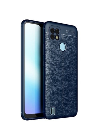Realme C25 Kılıf Deri Silikon Yüzeyli Yüksek Kaliteli Silikondan Üretilmiş Premium Silikon Kapak Ryc/niss Lacivert