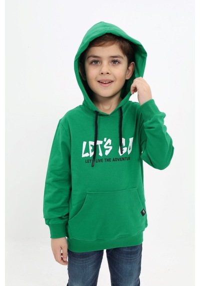 Toontoy Kids Toontoy Erkek Çocuk Relax Fit Kapüşonlu Cepli Baskılı Sweatshirt - 2 İplik Çimen Yeşili Toontoy Kids Toontoy Erkek Çocuk Relax Fit Kapüşonlu Cepli Baskılı Sweatshirt - 2 İplik Çimen Yeşili
