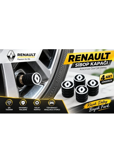 Renault Sibop Kapağı , Yeni Tip Renault Araç Lastik Sibop Kapağı , Yeni Logo Renault Araç Tekerlek S