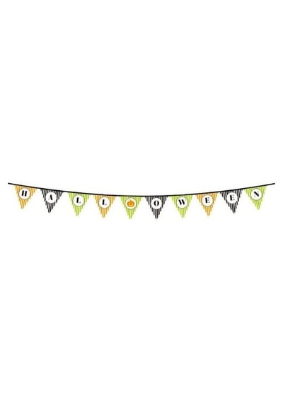 Cadılar Bayramı Kabak Temalı Halloween Yazılı Banner Süs Flama 3 Metre +3