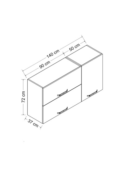 Minar 140 Cm Mutfak Dolabı Beyaz 140-B2-Üst Modül Beyaz