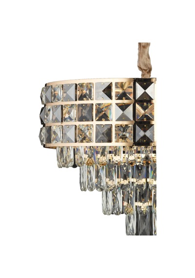 Orrel 6'lı Gold Kristal Taşlı Modern Oturma Odası Salon Sarkıt Avize Sarı