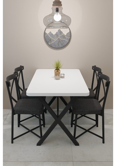 Modern Yemek Masası Takımı 70x110 Cm Oval Mutfak Masası & 4 Adet Tonet Model Kumaş Döşemeli Sandalye Beyaz Modern Yemek Masası Takımı 70x110 Cm Oval Mutfak Masası & 4 Adet Tonet Model Kumaş Döşemeli Sandalye Beyaz