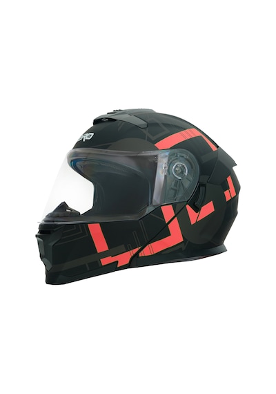 Gp Nero Mks004-Mba3r Güneş Vizörlü Şeffaf Çene Açılır Motosiklet Kaskı Siyah Kırmızı