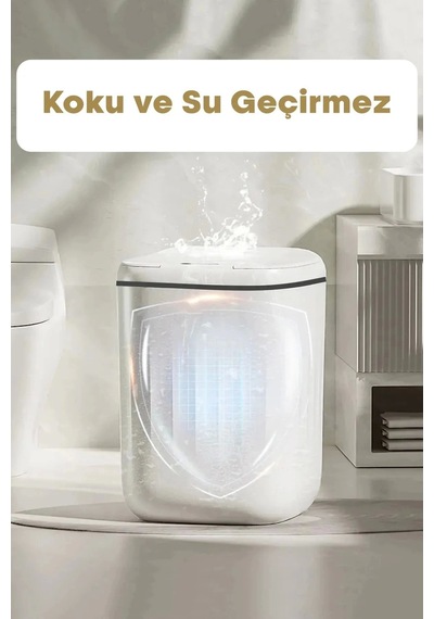 Akıllı Teknolojik Sensörlü Çöp Kovası Işık Koku Geçirmez Mutfak Banyo Wc Ofis 20l Uv Çok Renkli