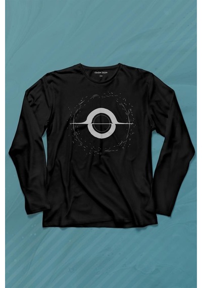 Kara Delik Uzay Zaman Galaksi Karadelik Uzun Kollu Tişört Baskılı T-shirt 001
