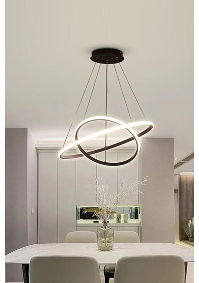 Rings Modern Tasarım - Yatak Odası - Salon - Çocuk Odası - Mutfak Beyaz Led 2 Li Avize Gri Diğer