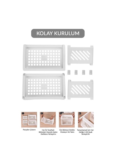 2 Katlı Beyaz Plastik Çok Amaçlı Makyaj Banyo Ofis Raf Organizeri 24x15x15 Cm Mıt1279 Diğer