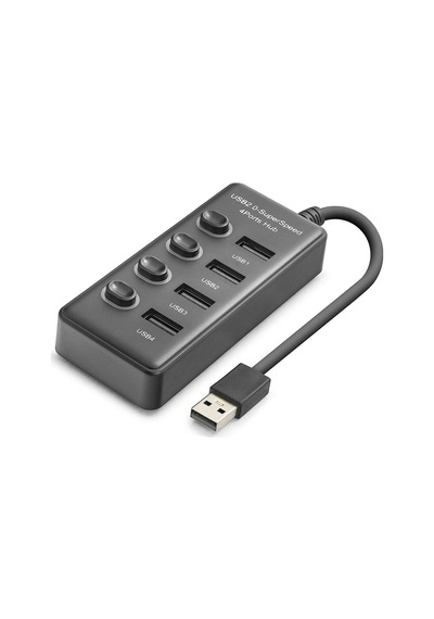 Usb Anahtarlı Hub 4 Port 480 Mbps Siyah Hdx7049 Evimdeyokyok