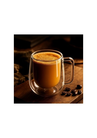 Çift Camlı Çift Çidarlı Bardak 300 Ml Ev Ofis Fincant Çift Katlı Isı Yalıtımlı Kulplu Kupa Şeffat