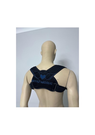 Beyaz Medikal Yeni Nesil Dik Duruş Korsesi Kamburluk Önleyici Korse Unisex Siyah Siyah
