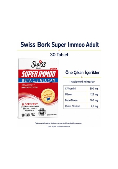 Swiss Bork Super Immoo Adult Beta Glukan 30 Tablet