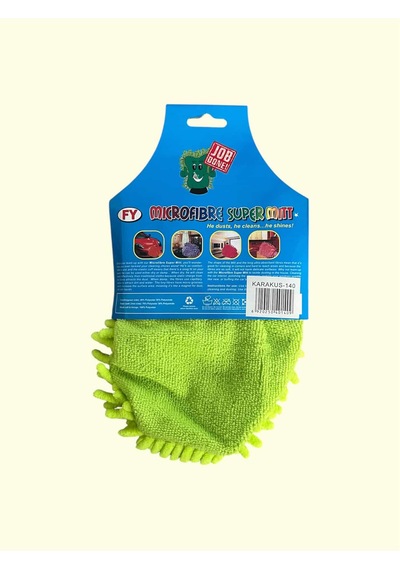 Mikrofiber Araç Temizlik Eldiveni Çift Taraflı Yıkama Araba Motor Jant İç Temizlik Eldiveni Yeşil