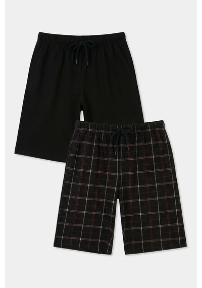 Buratti Pamuklu Regular Fit Bağlamalı Cepli 2'li Pijama Paket Şort Erkek Şort 6574004s2 Siyah-siyah-bordo